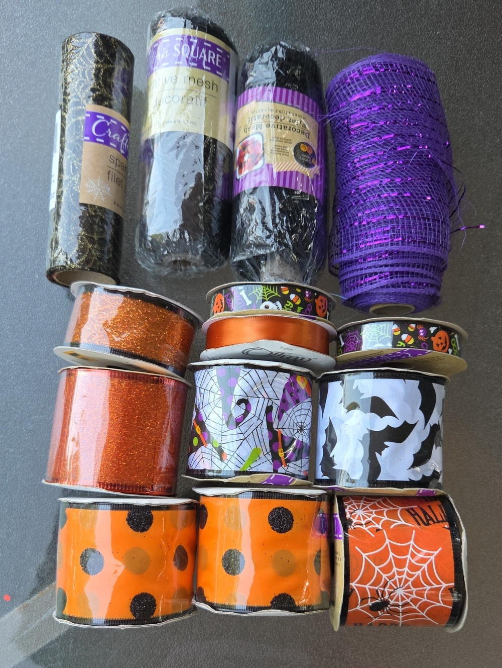 Halloween Ribbon & Mesh Bundle – Orange, Purple, Black